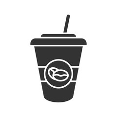 Iced coffee drink glyph icon