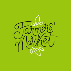 Vector logo design template and hand-lettering phrase - farmers market