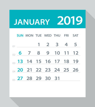 January 2019 Calendar Leaf - Vector Illustration