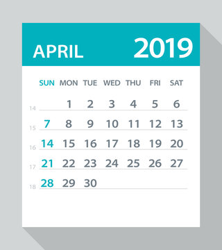 April 2019 Calendar Leaf - Vector Illustration