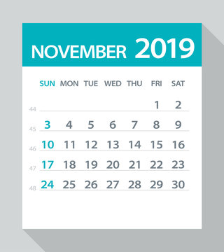 November 2019 Calendar Leaf - Vector Illustration