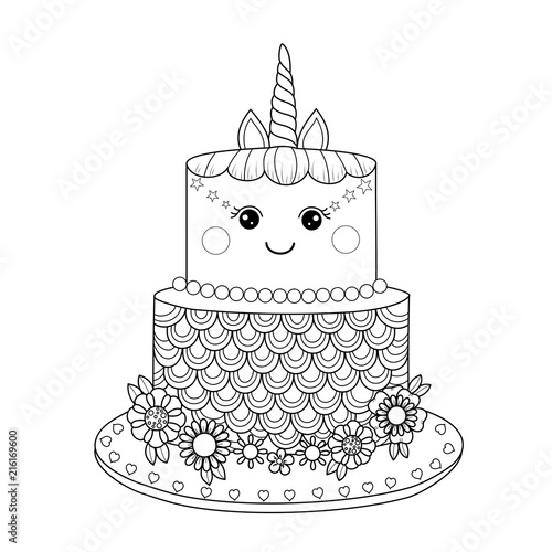 Unicorn Cakes Cute Unicorn Cake Coloring Pages