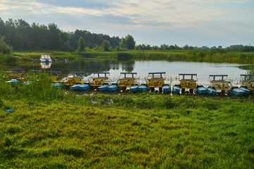Fototapeta na wymiar catamarans on the lake