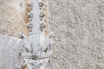 Architecture close-up details of the Facade of Vajdahunyad Castle in Budapest, Hungary © EdNurg