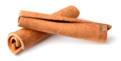 cassia cinnamon sticks isolated on the white background