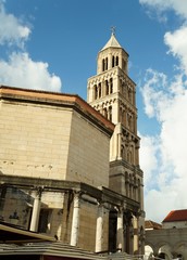 Tower Sveti Duje of Split cathedral, Croatia in last sunset light