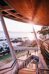 Dongbaek island Norimaru APEC House at sunset in the Haeundae District, Busan, South Korea