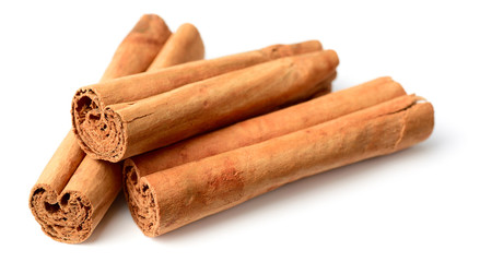 cinnamon sticks isolated on the white background