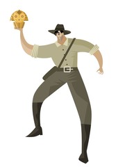 archeologist adventurer with golden idol