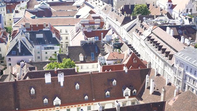 View from St. Stephen's Cathedral over Stephansplatz square in Vienna, capital of Austria on sunny day
