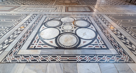 Marble floor decorated with geometrical patterns at Sultan al Ghuri Mausoleum, Cairo, Egypt