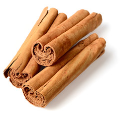 cinnamon sticks isolated on the white background