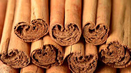 food background of ceylon cinnamon sticks
