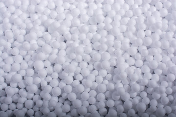 White polystyrene foam balls as background