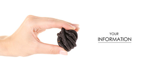 Obraz premium Tangle of black rope in hand pattern on white background isolation