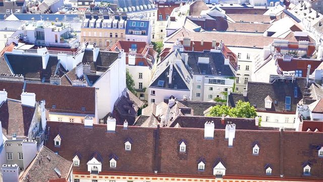 View from St. Stephen's Cathedral over Stephansplatz square in Vienna, capital of Austria on sunny day