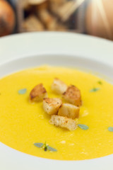 Roasted Pumpkin Soup Detail on Plate