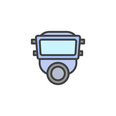 Gas mask filled outline icon, line vector sign, linear colorful pictogram isolated on white. Firefighter mask symbol, logo illustration. Pixel perfect vector graphics