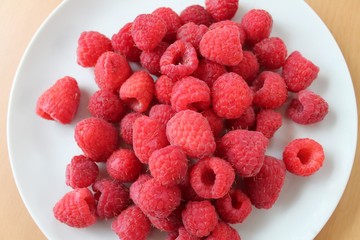 Raspberries on a plate.
