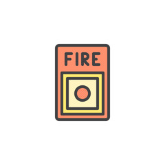 Fire button filled outline icon, line vector sign, linear colorful pictogram isolated on white. Fire alarm button symbol, logo illustration. Pixel perfect vector graphics
