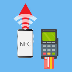 Vector icon. NFC touch payment concept.