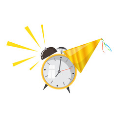 Vector icon illustration. Happy hour alarm clock concept.