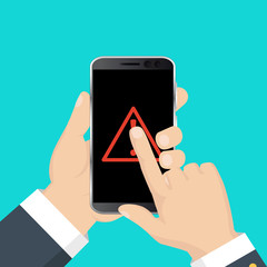 Red alert, concept of spam data. Vector. Malware notification concept on smartphone.