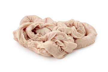 raw beef intestine on white background © Сергей Голуб