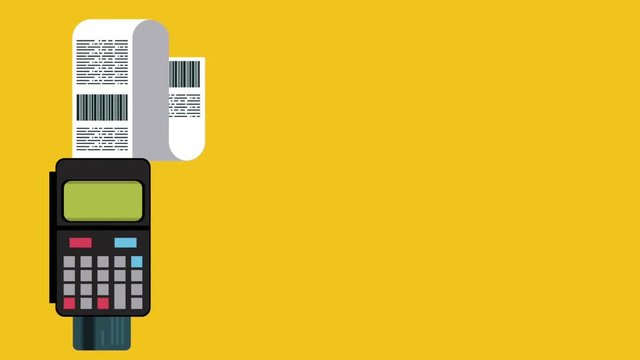 Credit card inside dataphone and bill high definition colorful animation scenes