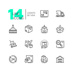 Logistics - modern thin line design icons set