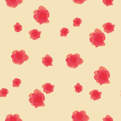 Seamless pattern of red bright roses, floral rain