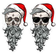 Collection of christmas hipster skulls. .2 in 1.