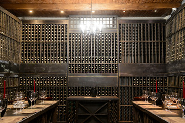 The wine room with a lot of buttles