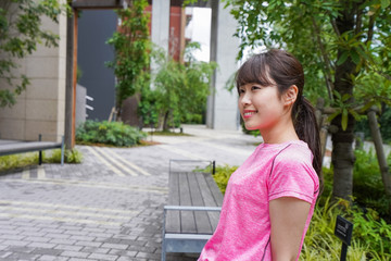Naklejka premium ストレッチする女性