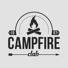 Camping outdoor logo set. Adventure travel logos. Retro camp vectors.