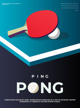 Pingpong Poster Template. Table and rackets for ping-pong. Vector illustration EPS10