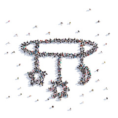 A lot of people formDreamcatcher, hand drawing . 3d rendering.