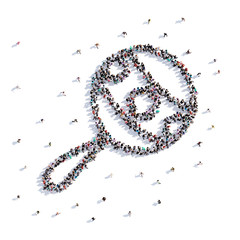 A lot of people form baby rattle, hand drawing . 3d rendering.