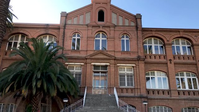Facade of the old Asylum of the Little Sisters of the Poor located in Santiago de Chile. Convent of Nuns built in 1898.