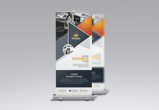 Business Roll-Up Banner Layout with Automobile Illustration