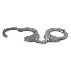 Short Chain Handcuffs on white. 3D illustration