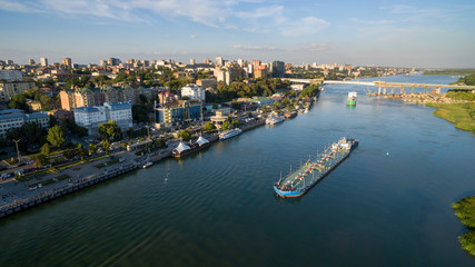 Aerial view to embankment of Rostov-on-Don. Russia