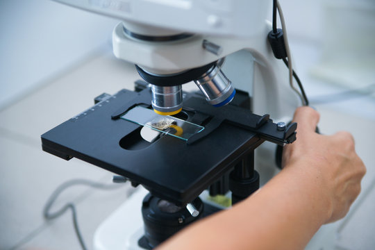 Electron Microscope Close Up In Laboratory