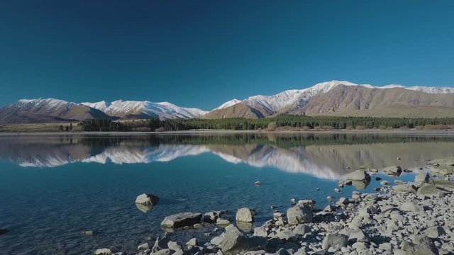 View of Lake tekapo New Zeland with reflection