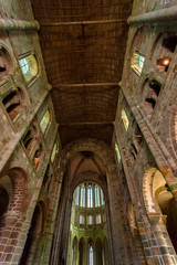 Medieval abbey interior Mont Saint-Michel, France