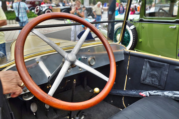 Steering wheel on historic car