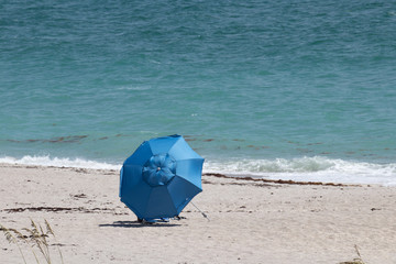 blue beach umbrella