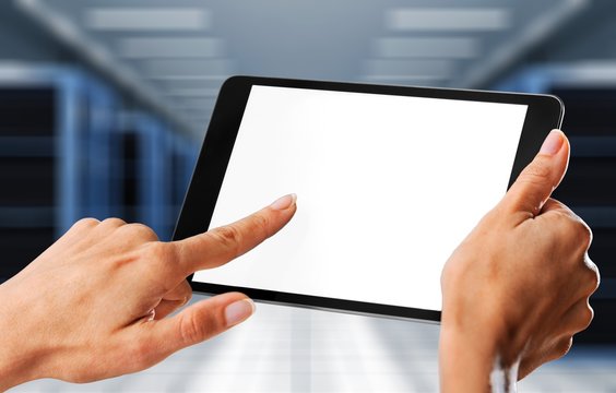 Human hands Holding digital tablet