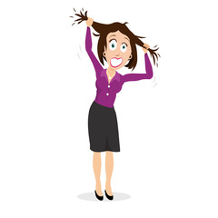 Desperate Annoyed Female Screaming in Rage and Anger Tearing Hair Out Clenching Teeth Feeling Furious and Mad Negative Face Expression