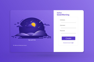 Sign up Form Landing Page Design Template Concept Vector Illustration